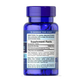 Puritan's Pride DHEA 50 mg supplement bottle with nutrition facts and dosage instructions.